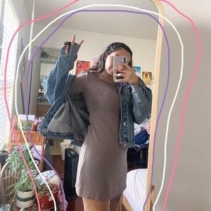 American Apparel Tan Long Sleeve Dress